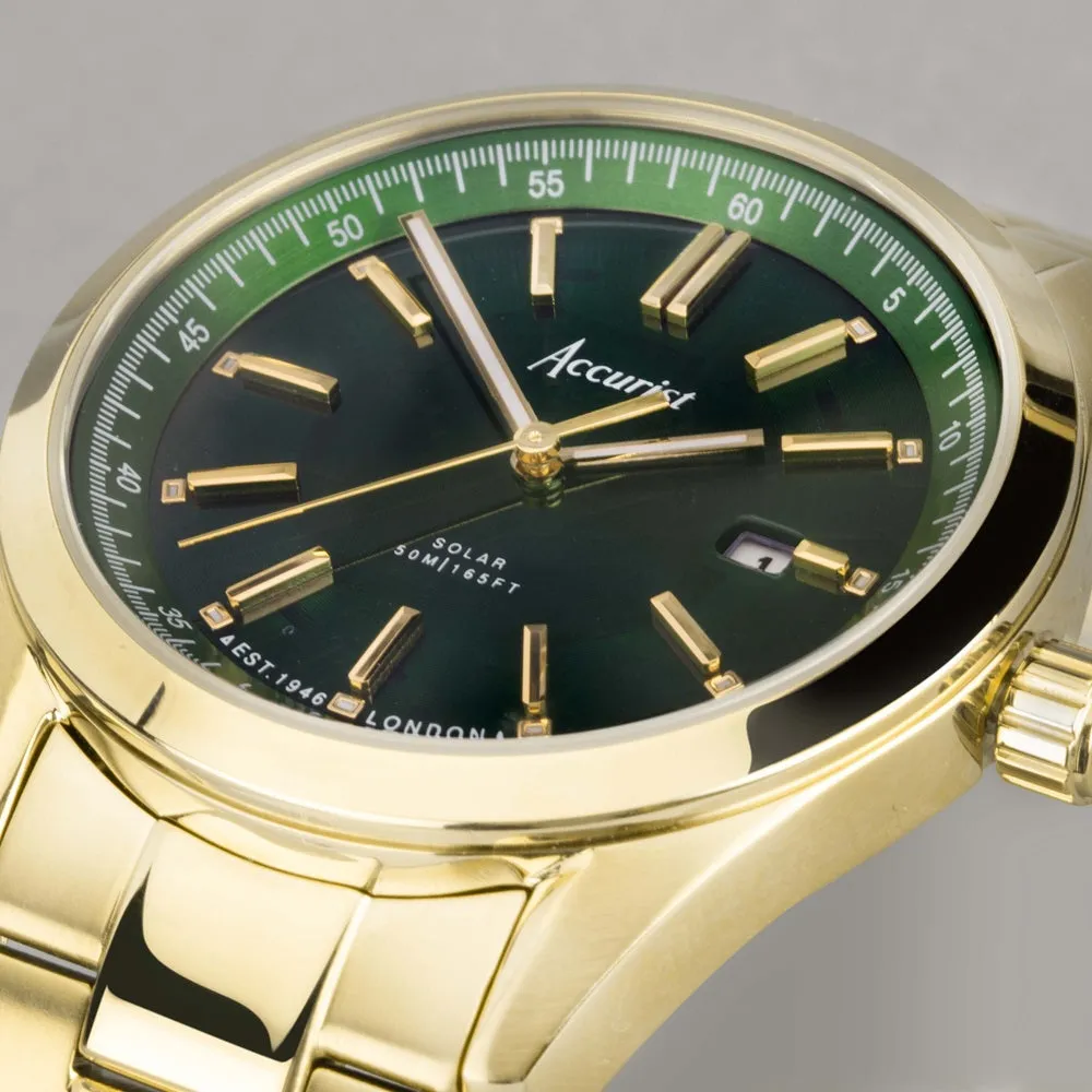 Accurist Everyday Green Dial Solar Mens Watch 74018