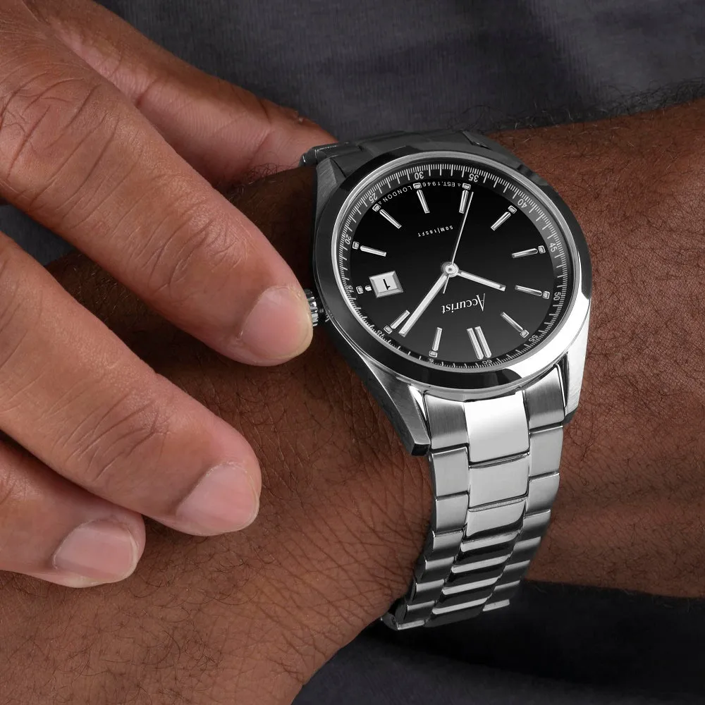 Accurist Everyday Mens Bracelet Watch Black Dial 74014