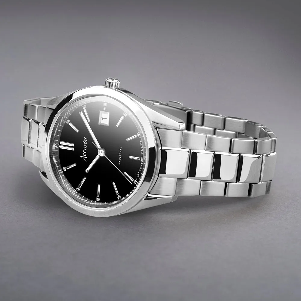 Accurist Everyday Mens Bracelet Watch Black Dial 74014