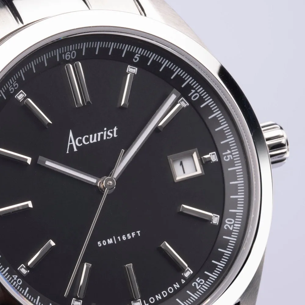 Accurist Everyday Mens Bracelet Watch Black Dial 74014