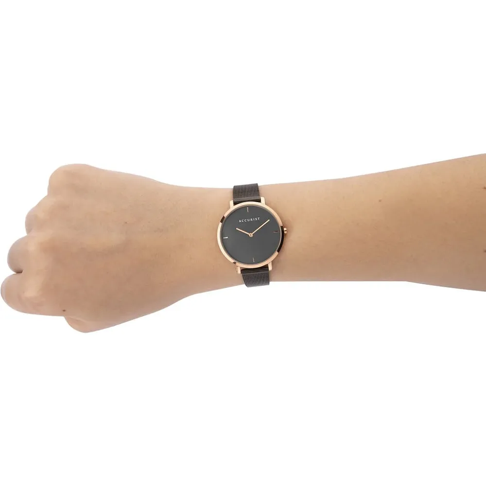 Accurist Ladies Grey Mesh Bracelet Watch 8349