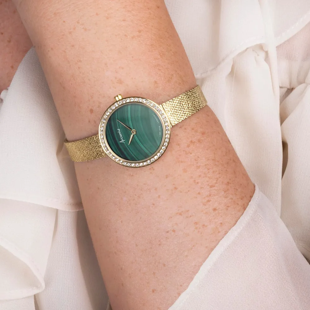 Accurist Ladies Watch 78004 With Green Malachite Dial