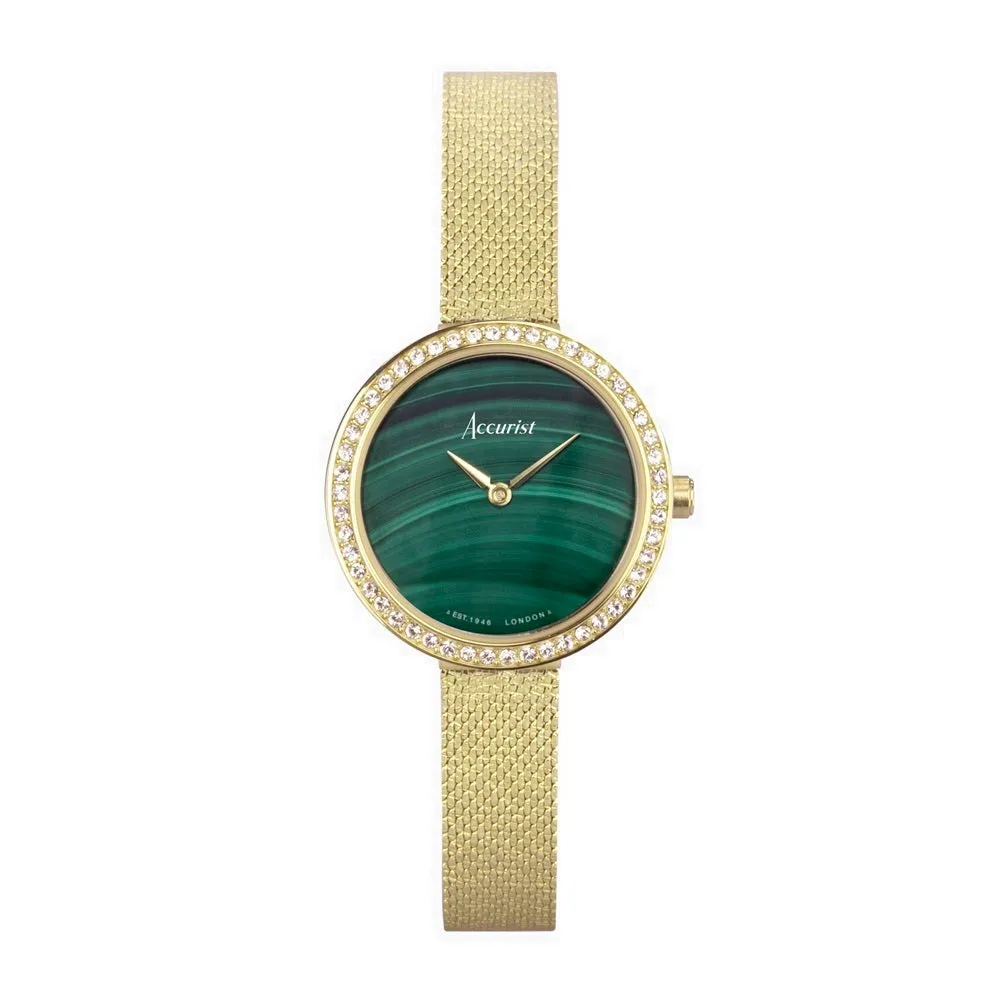 Accurist Ladies Watch 78004 With Green Malachite Dial
