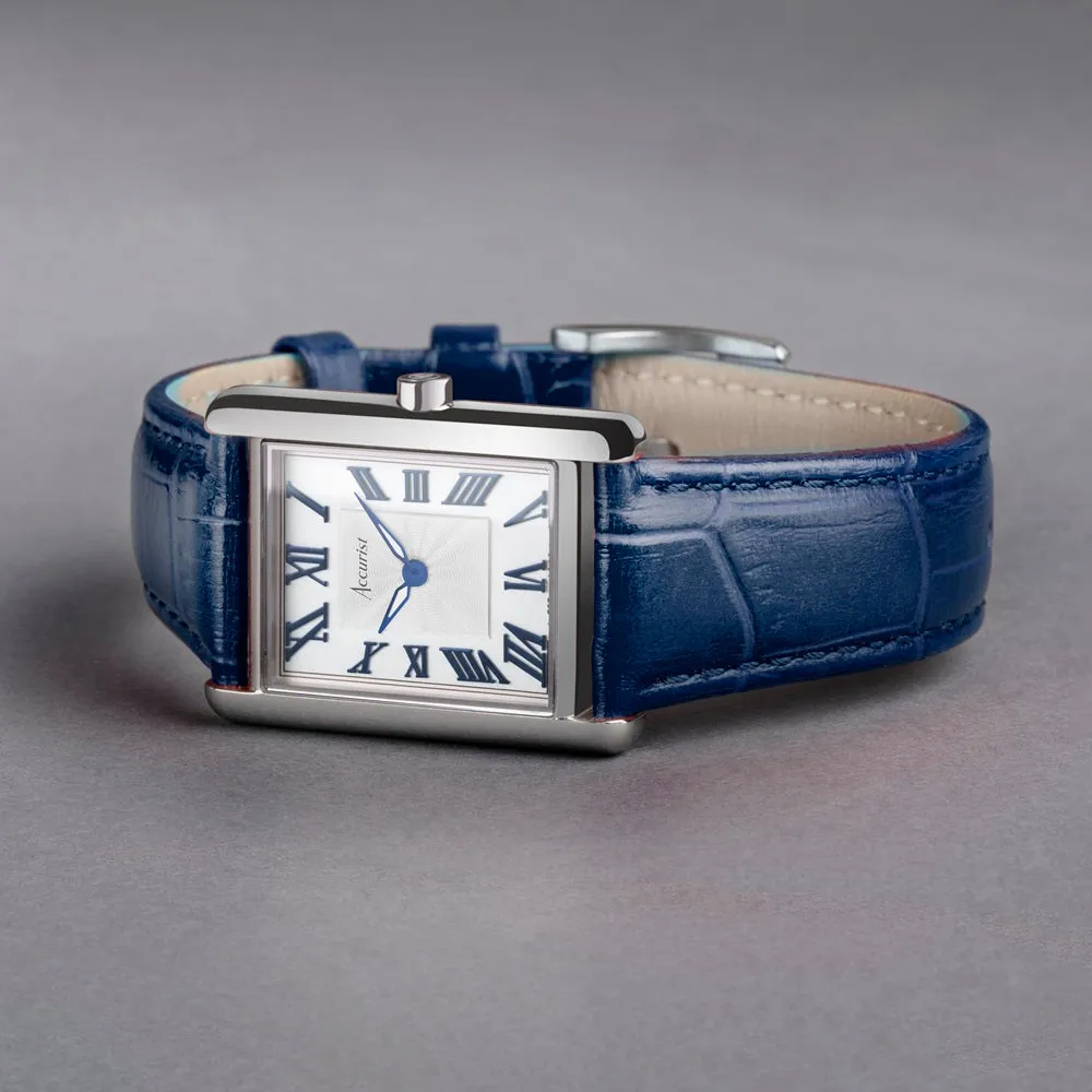 Accurist Rectangle Ladies Watch 71002 - Blue Leather Strap 26mm Case