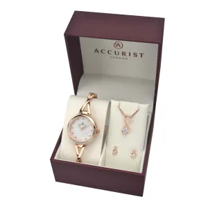 Accurist Rose Gold Crystal Set Ladies Watch Gift Set 8189G