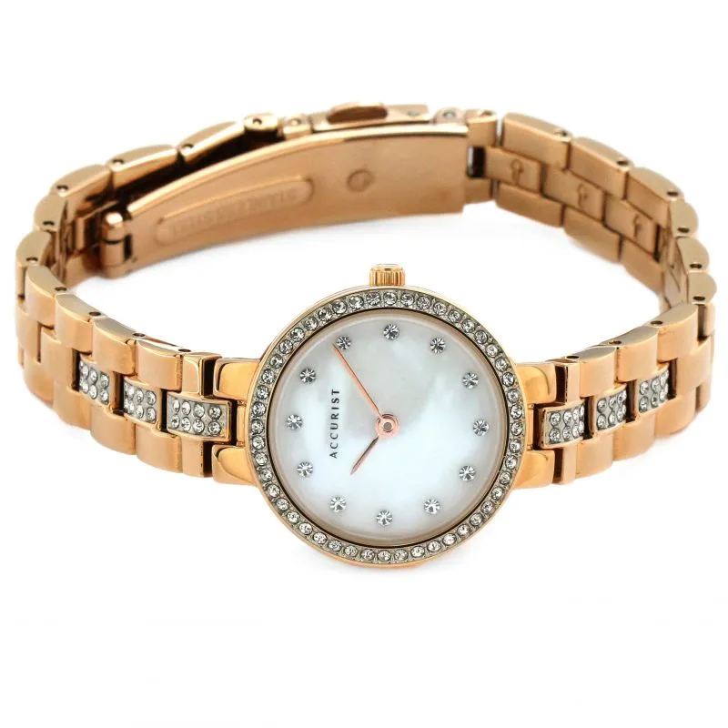 Accurist Rose Tone Crystal Set Ladies Watch 8310