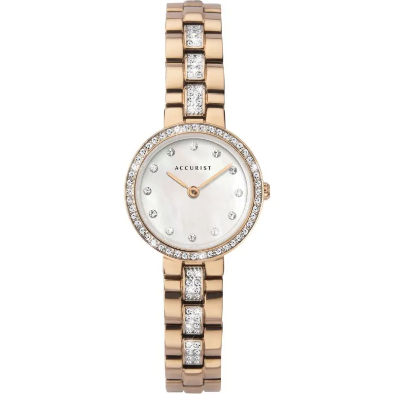 Accurist Rose Tone Crystal Set Ladies Watch 8310