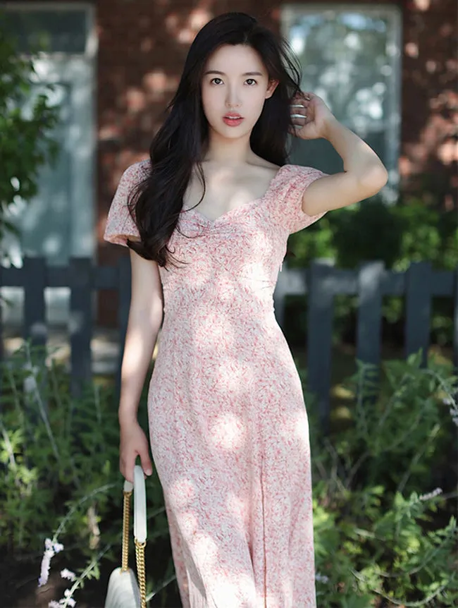 Affordable Luxury Sweetheart Neck Side Slit Midi Dress  Dont Miss Out!