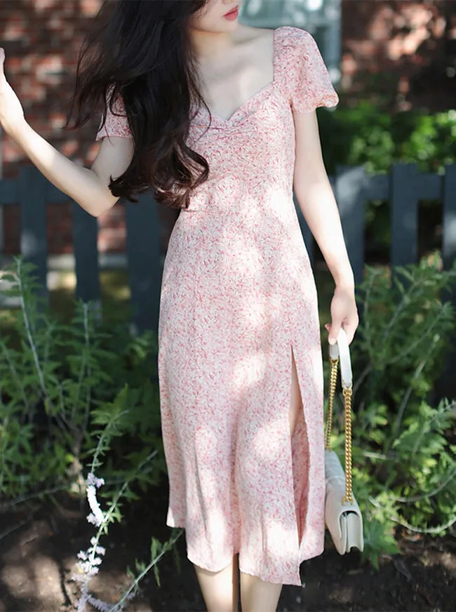 Affordable Luxury Sweetheart Neck Side Slit Midi Dress  Dont Miss Out!