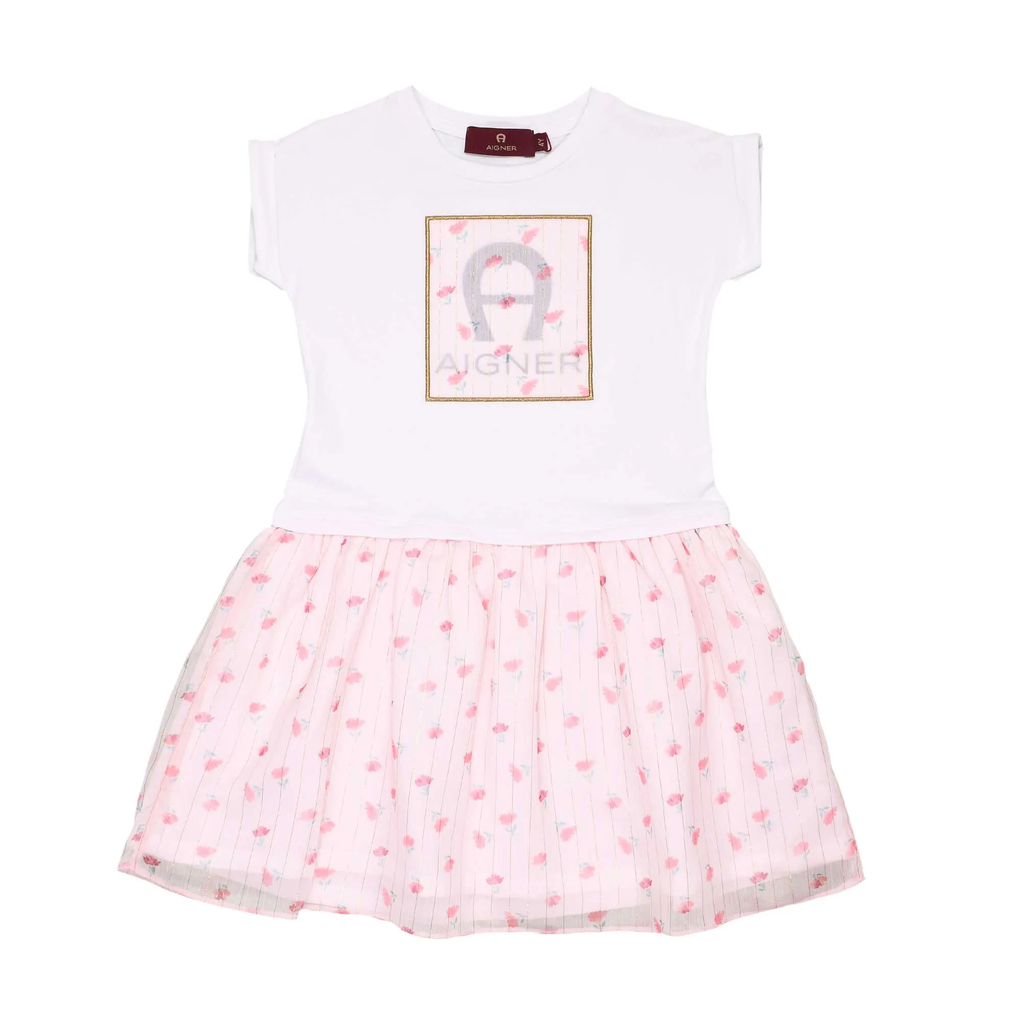 Aigner Kids Girl's Floral Bright White Dress
