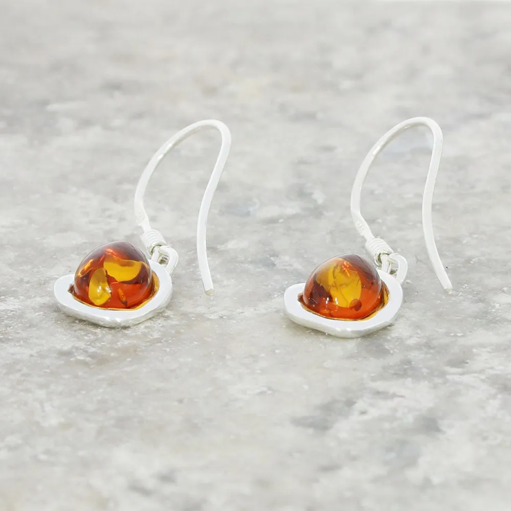 Amber Sterling Silver Ladies Drop Earrings
