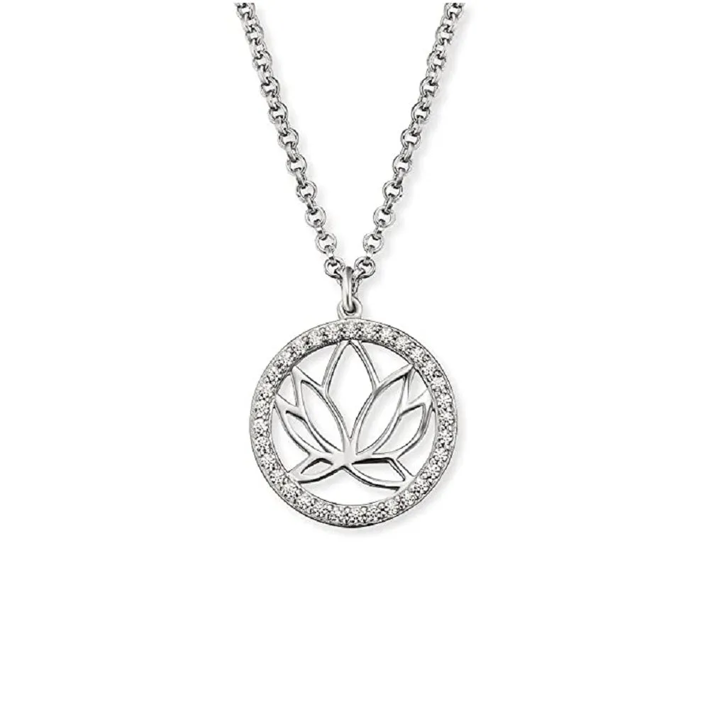 Angel Whisperer Lotus Flower Silver Necklace ERN-LOTUS-ZI
