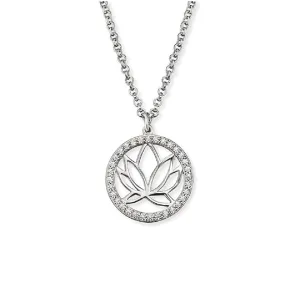 Angel Whisperer Lotus Flower Silver Necklace ERN-LOTUS-ZI