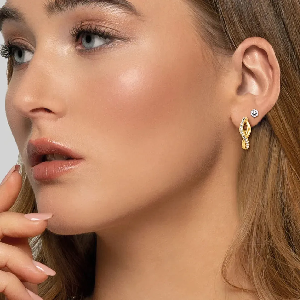 Angel Whisperer Paradise Gold Tone Hoop Earrings ERE-Paradise-ZI-G-CR