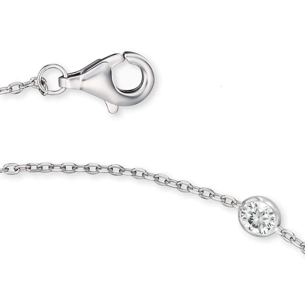 Angel Whisperer Silver Cubic Zirconia Ankle Chain ERF-LILMOON-ZI