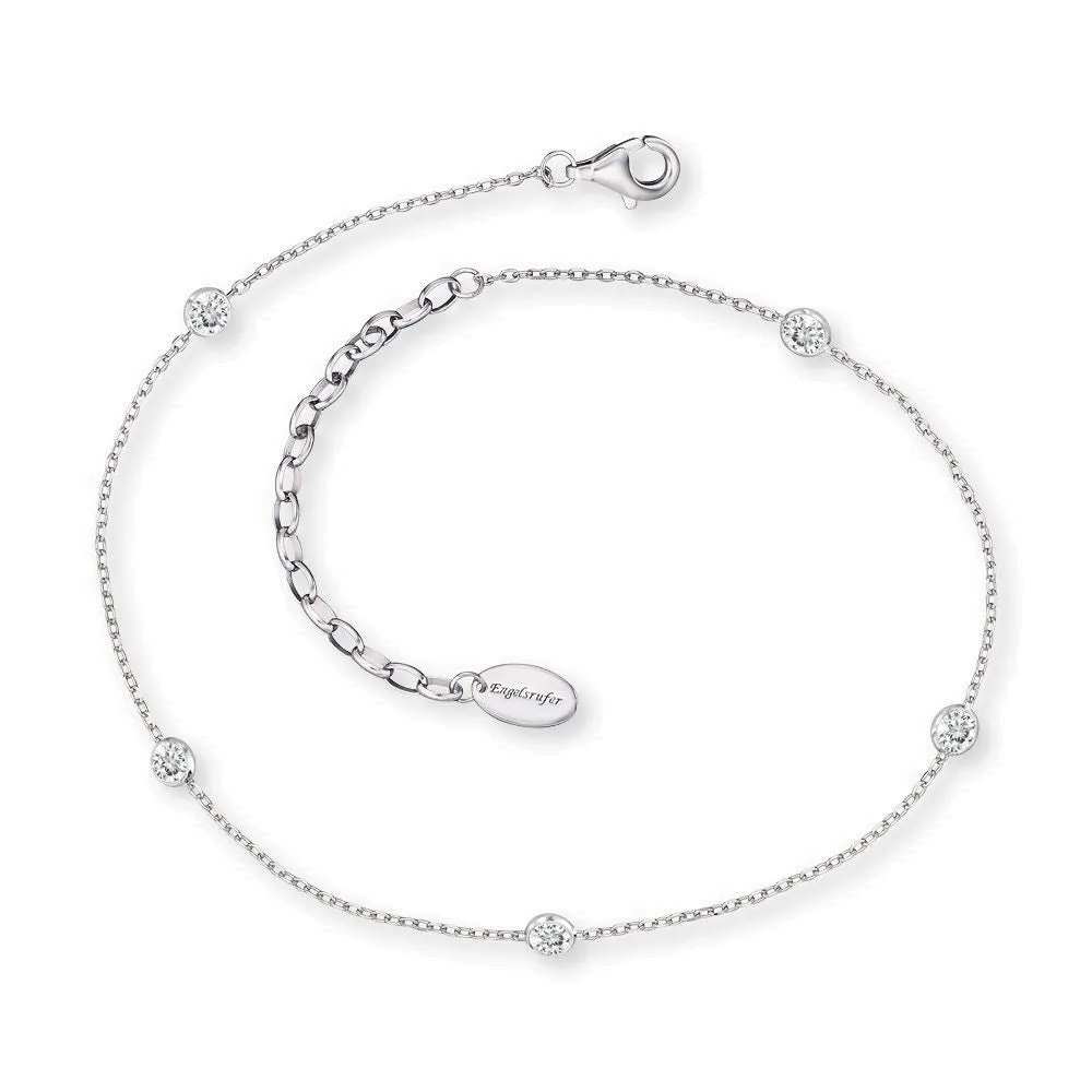 Angel Whisperer Silver Cubic Zirconia Ankle Chain ERF-LILMOON-ZI