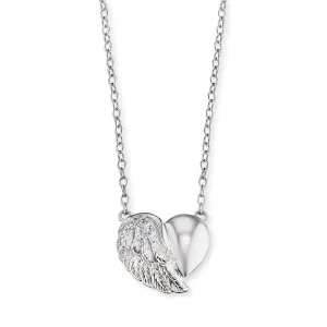 Angel Whisperer Silver Heart Wing Necklace ERN-LILHEARTWING