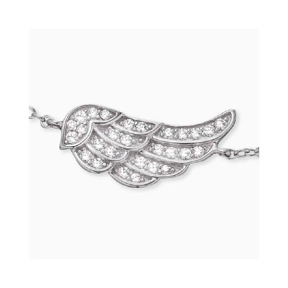 Angel Whisperer Sterling Silver CZ Wing Bracelet ERB-LILWING-ZI