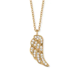 Angel Whisperer Sterling Silver Gold Plated CZ Wing Necklace ERN-LILWING-ZI-G