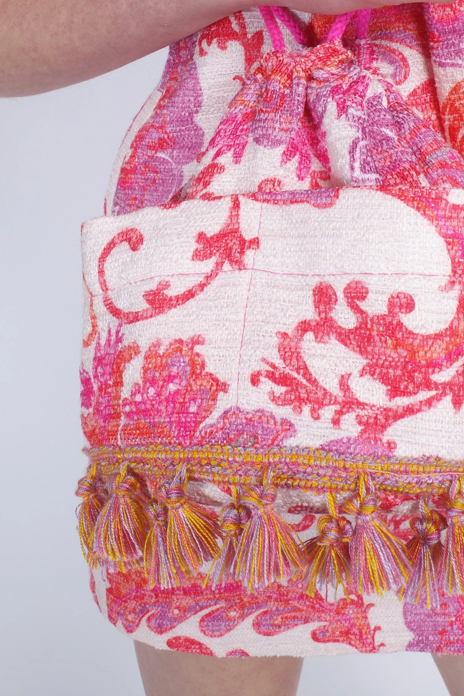 Arabesque Linen Tassel Crossbody Bag Annasui