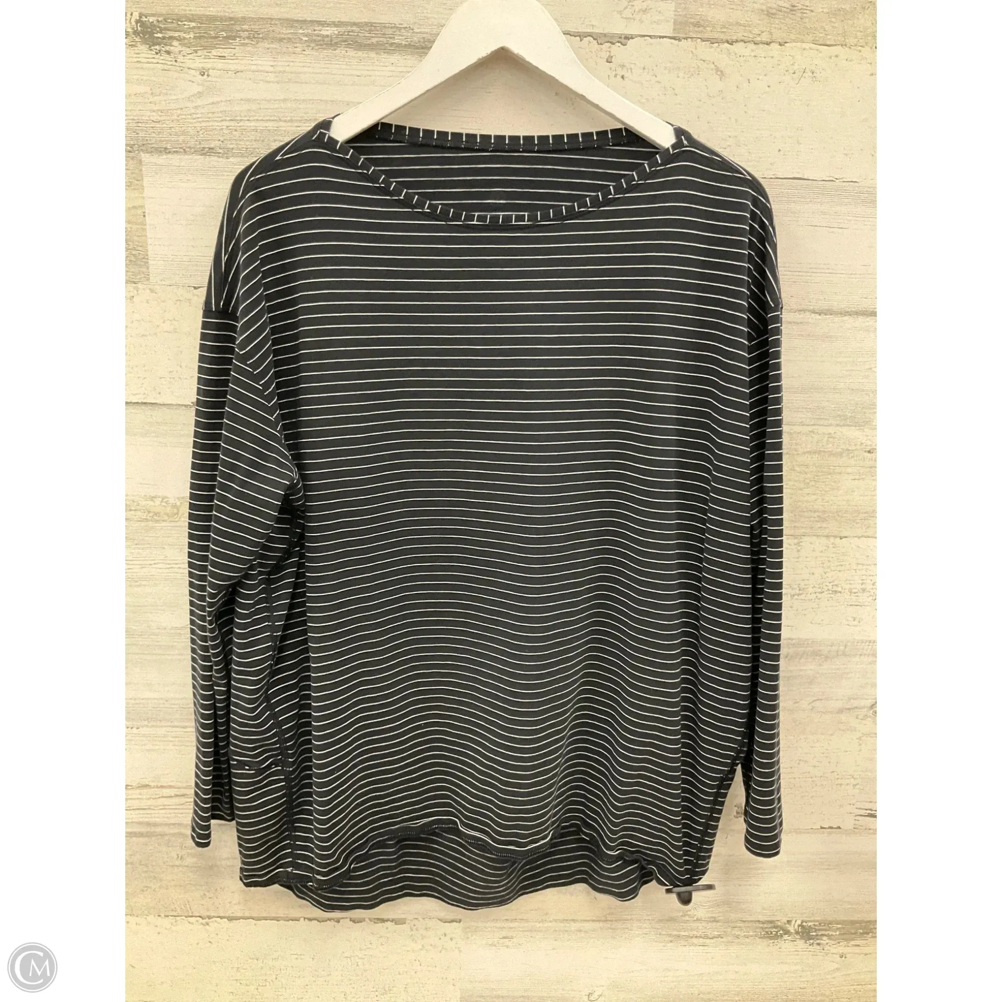 Athletic Top Long Sleeve Crewneck By Lululemon In Black & Cream, Size: 12
