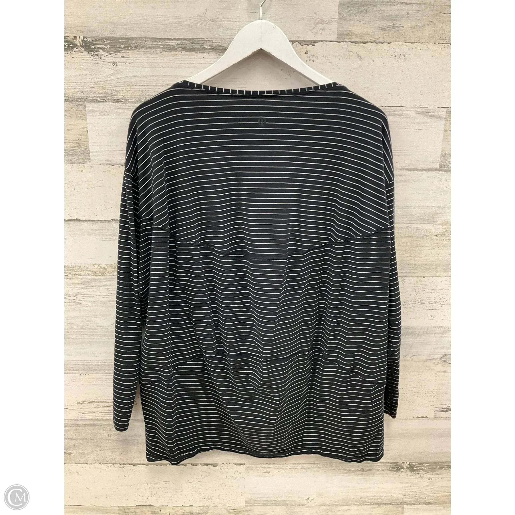 Athletic Top Long Sleeve Crewneck By Lululemon In Black & Cream, Size: 12