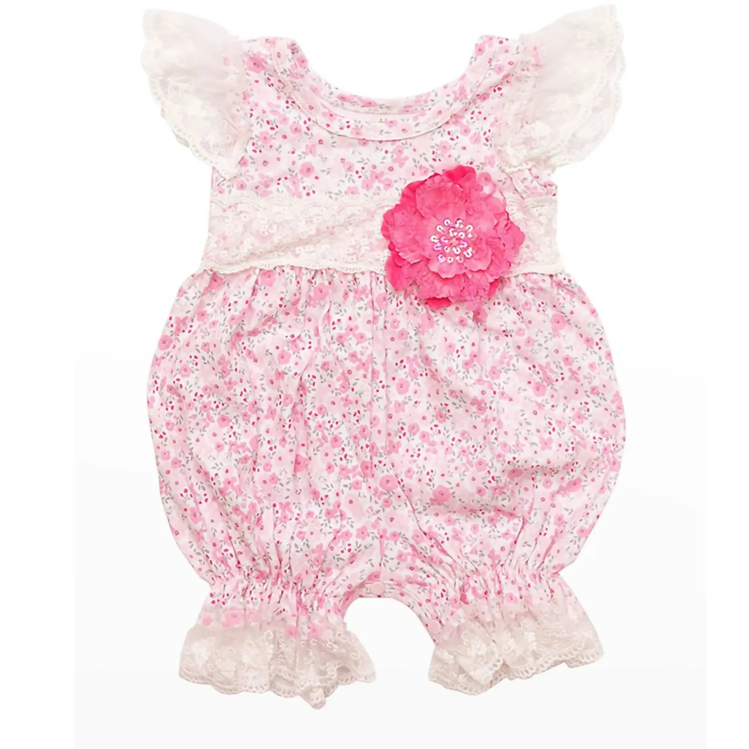 Baby Girls Poppy Dream Bubble Romper In Pink