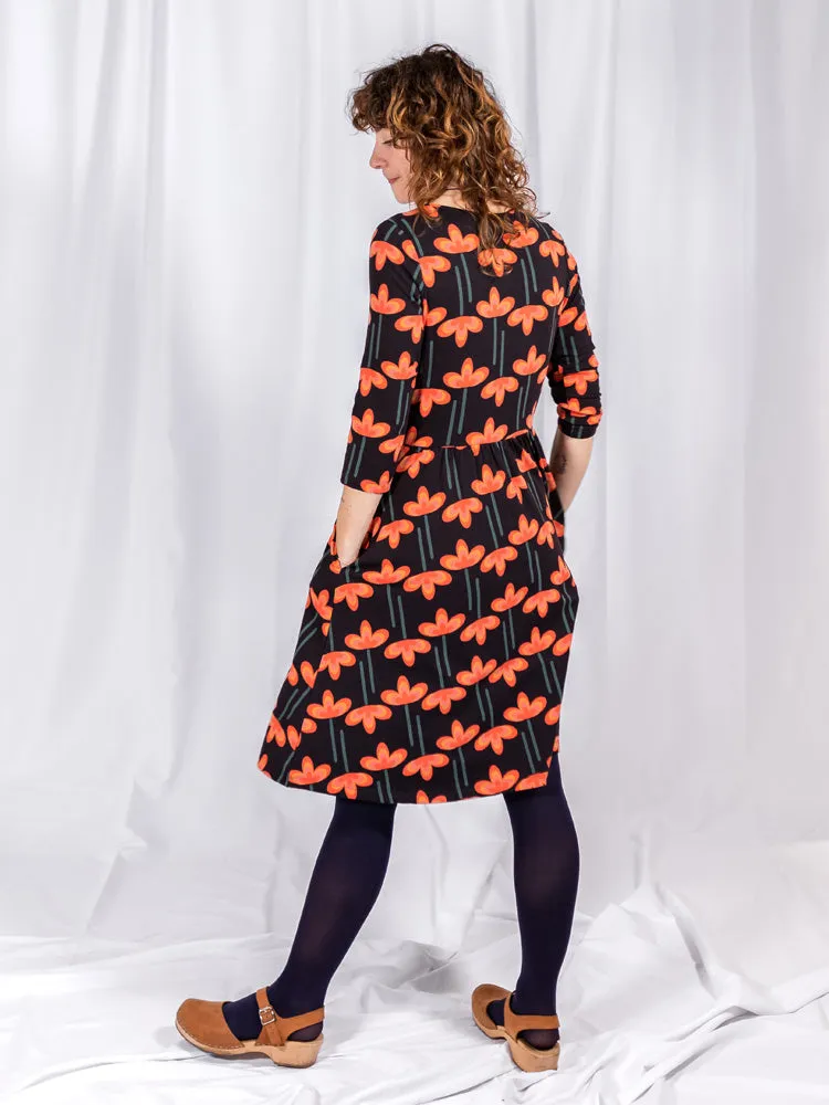 Bestseller Callie 3/4 Sleeve Wrap Dress - Mod Daisy Poppy  Today Only!