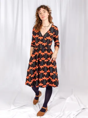 Bestseller Callie 3/4 Sleeve Wrap Dress - Mod Daisy Poppy  Today Only!