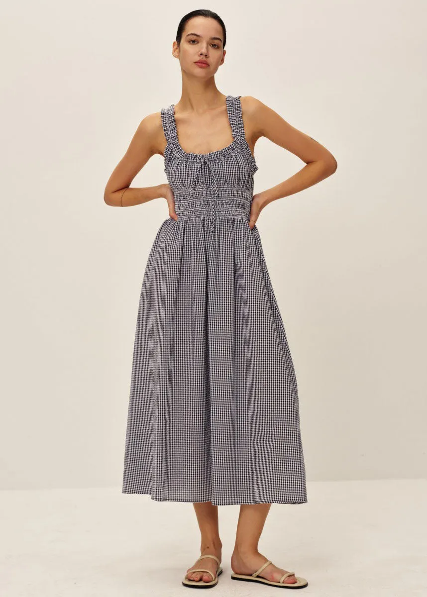 Bestseller Cherlee Midi Dress - Navy Gingham  Limited Release!