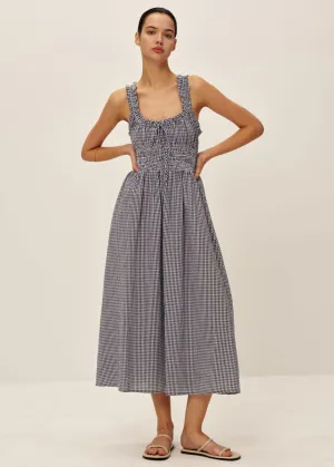 Bestseller Cherlee Midi Dress - Navy Gingham  Limited Release!