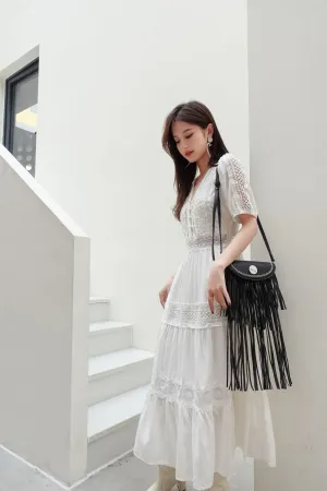 BestSelling Summer Lace  White V Neck Dress  Today Only!