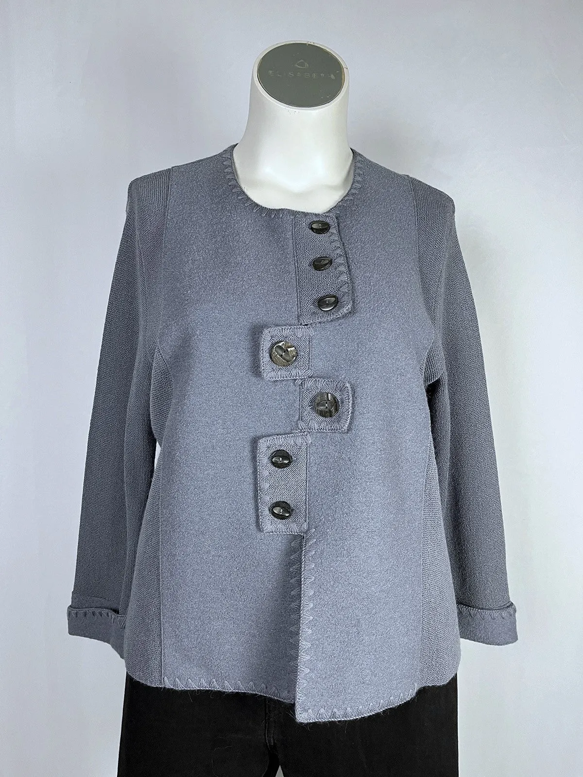 Beyond Threads Size 1X (18) Gray Zig Zag Sweater Jacket