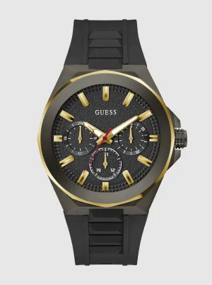 Black Dashboard Gold Silicone Watch Guess