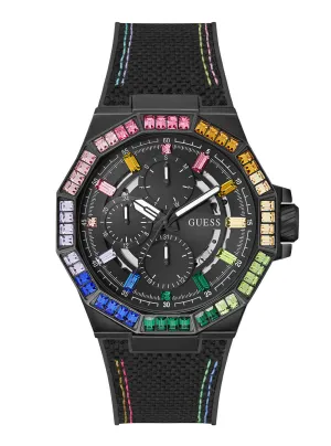 Black Energy Multi Crystal Silicone Watch Guess
