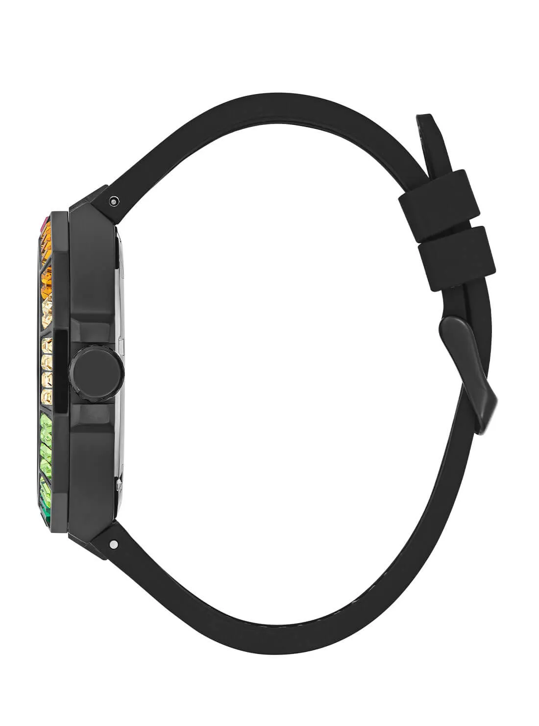 Black Energy Multi Crystal Silicone Watch Guess