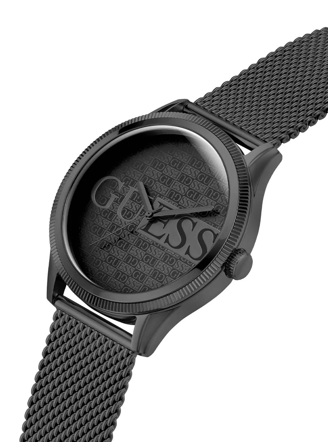 Black Reputation Logo Mesh Watch Guess