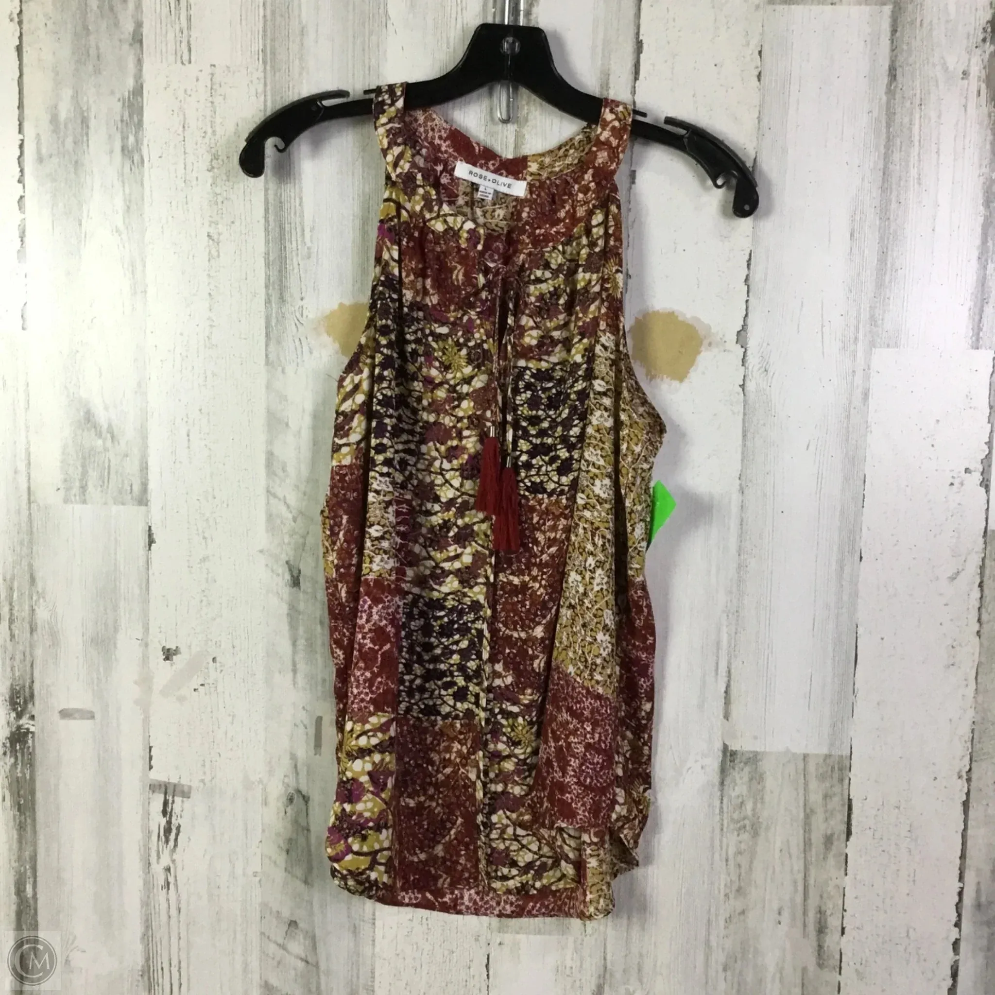 Blouse Sleeveless By Rose And Olive In Red & Yellow, Size: L