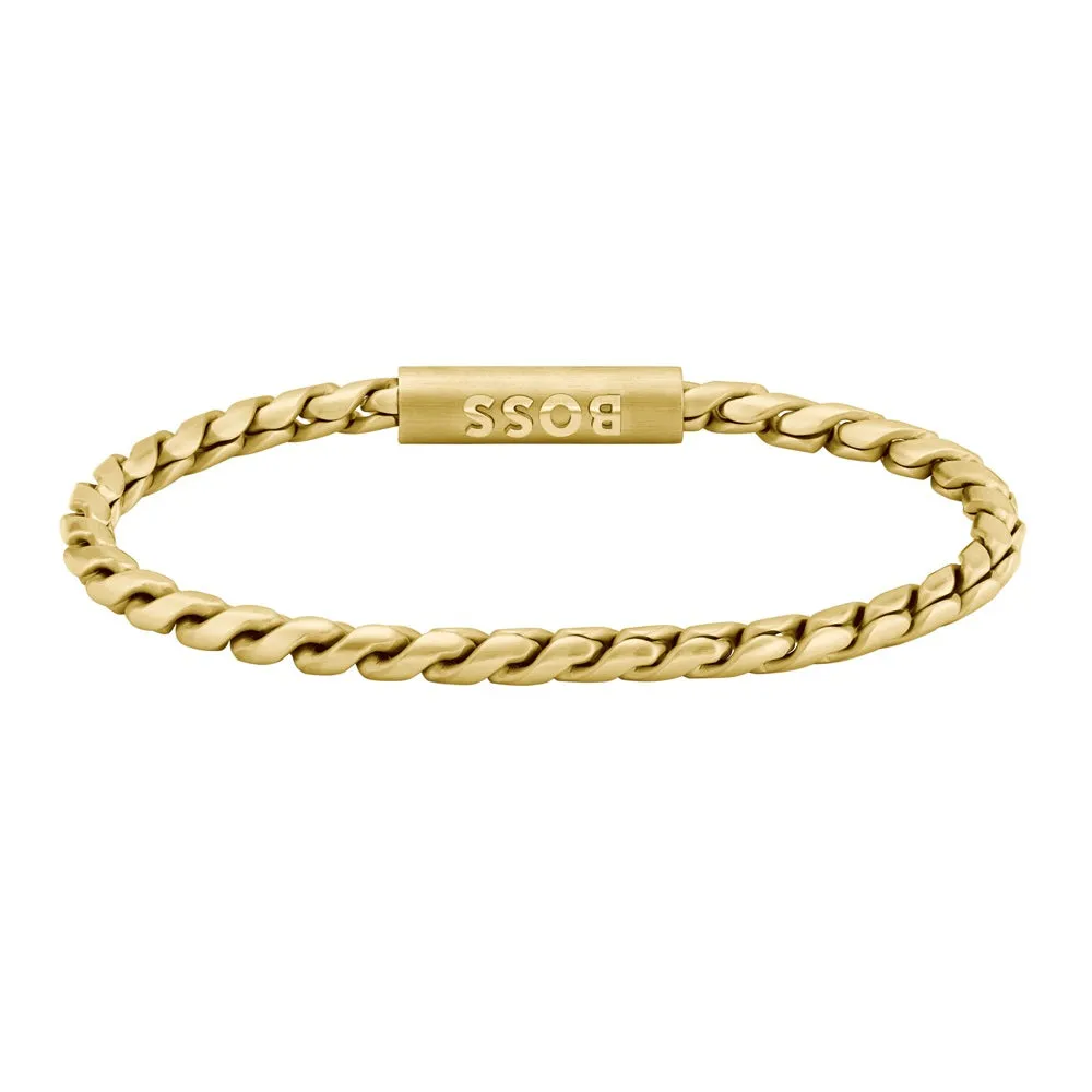 Boss Jewellery Doran Yellow Gold Plated Mens Bracelet 1580696