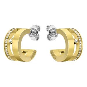 Boss Jewellery Ladies Gold Plated Hoop Earrings 1580346