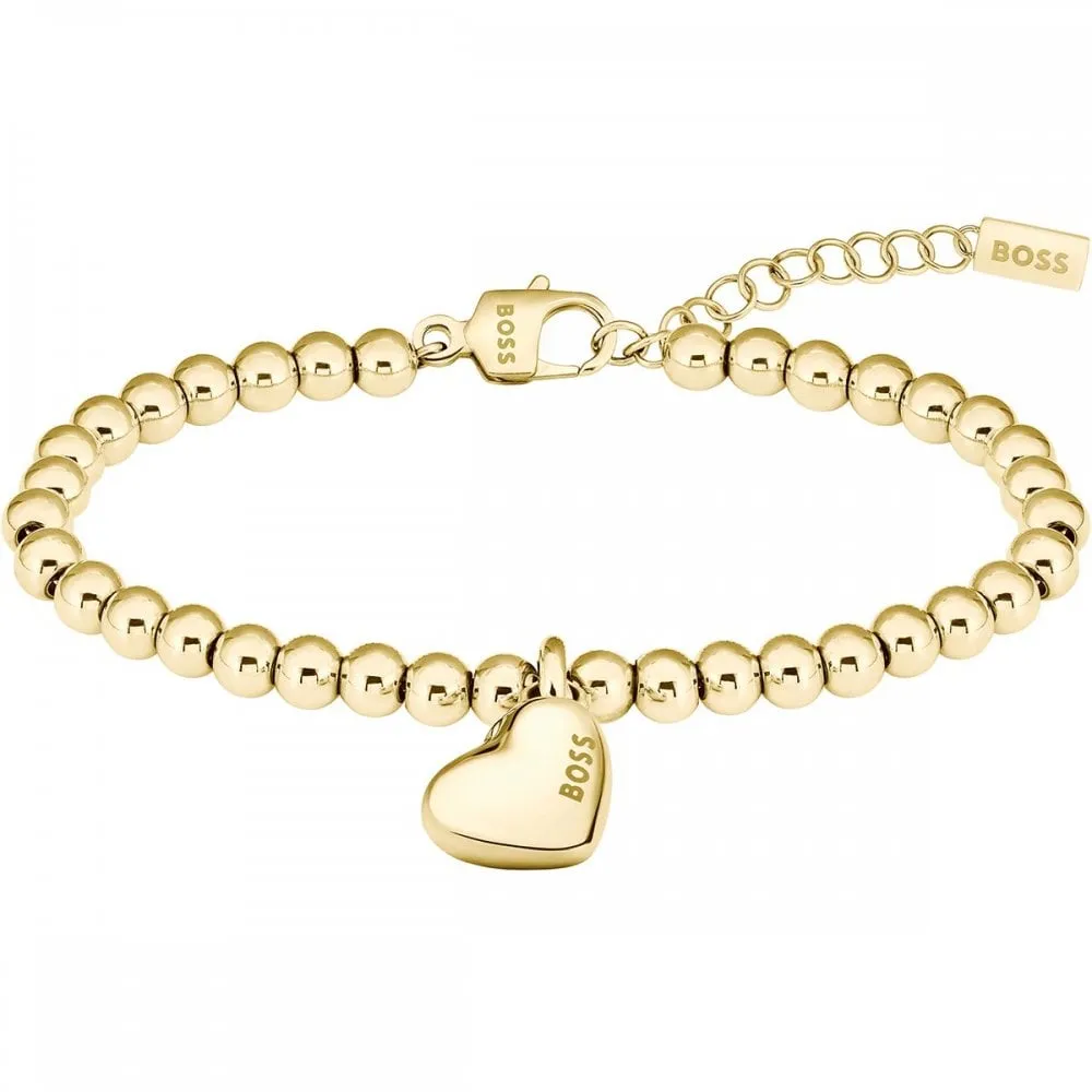 Boss Jewellery Ladies Honey Heart Gold Beaded Bracelet 1580643