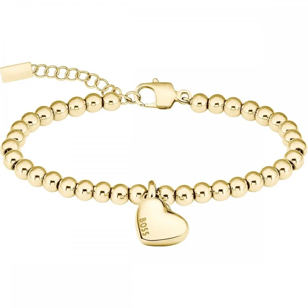 Boss Jewellery Ladies Honey Heart Gold Beaded Bracelet 1580643