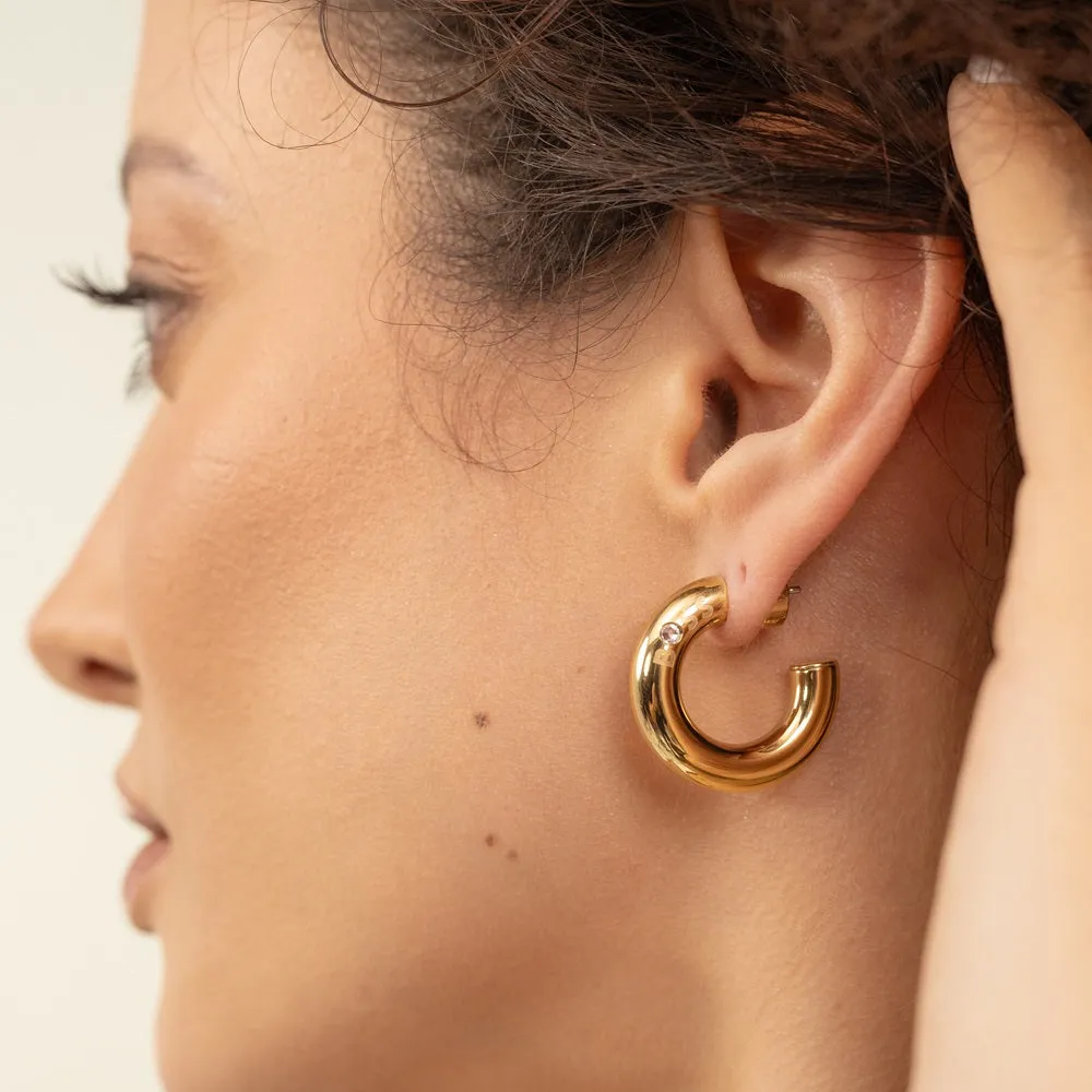 Boss Jewellery Live Gold Plated Ladies Hoop Earrings 1580690