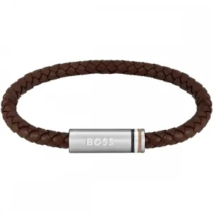 Boss Jewellery Mens Ares Leather Braided Bracelet 1580623
