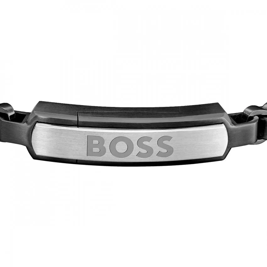 Boss Jewellery Mens Black IP Stainless Steel Bracelet 1580598M