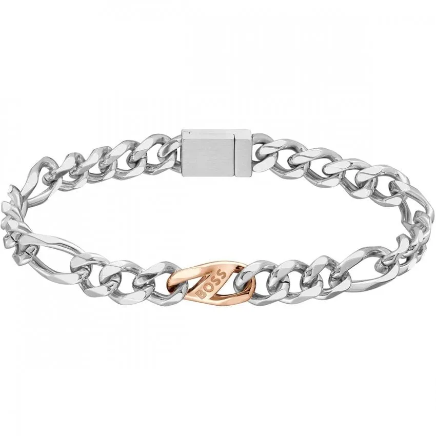 Boss Jewellery Mens Stainless Steel Figaro Bracelet 1580613M