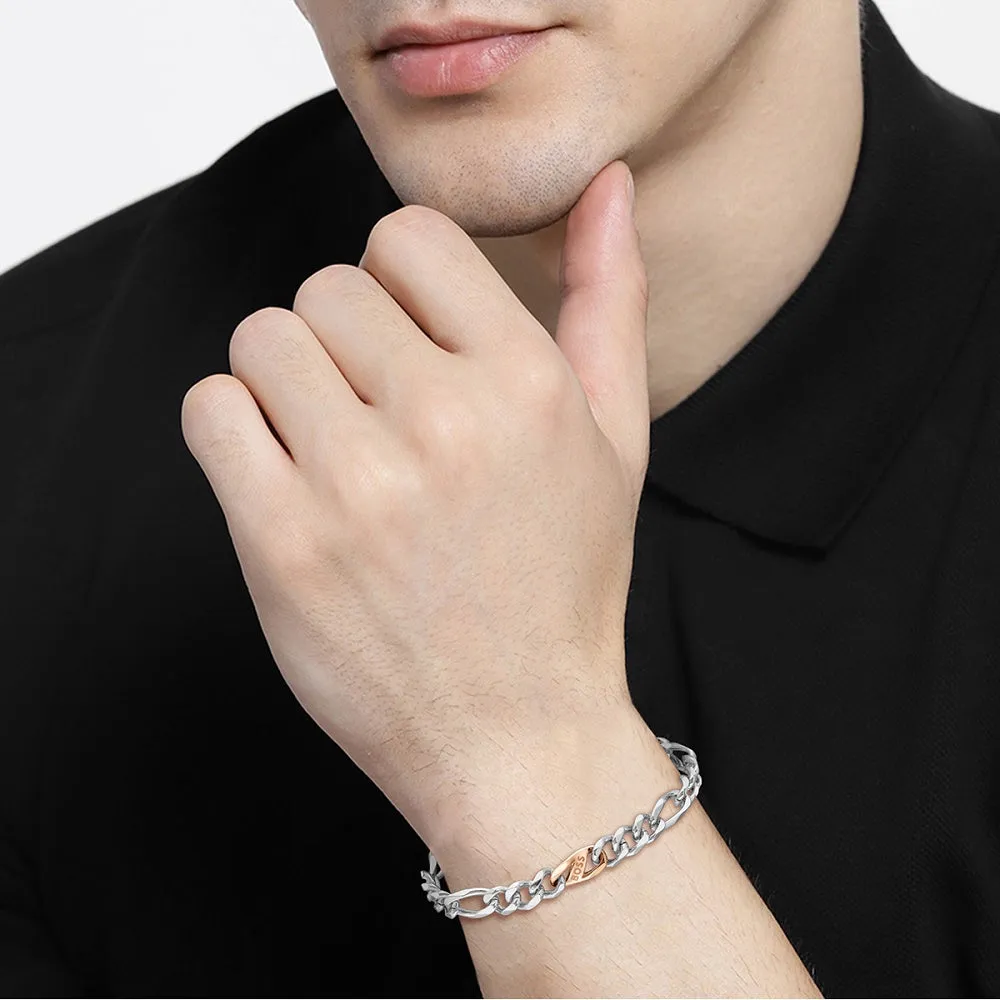 Boss Jewellery Mens Stainless Steel Figaro Bracelet 1580613M