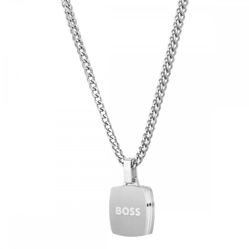 Boss Jewellery Mens Stainless Steel Odell Square Necklace 1580648