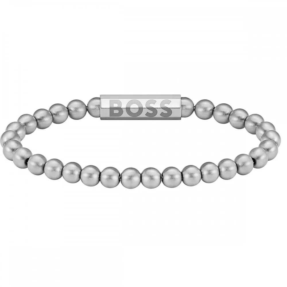 Boss Jewellery Mens Stainless Steel Sphere Metal Beaded Bracelet 1580658M