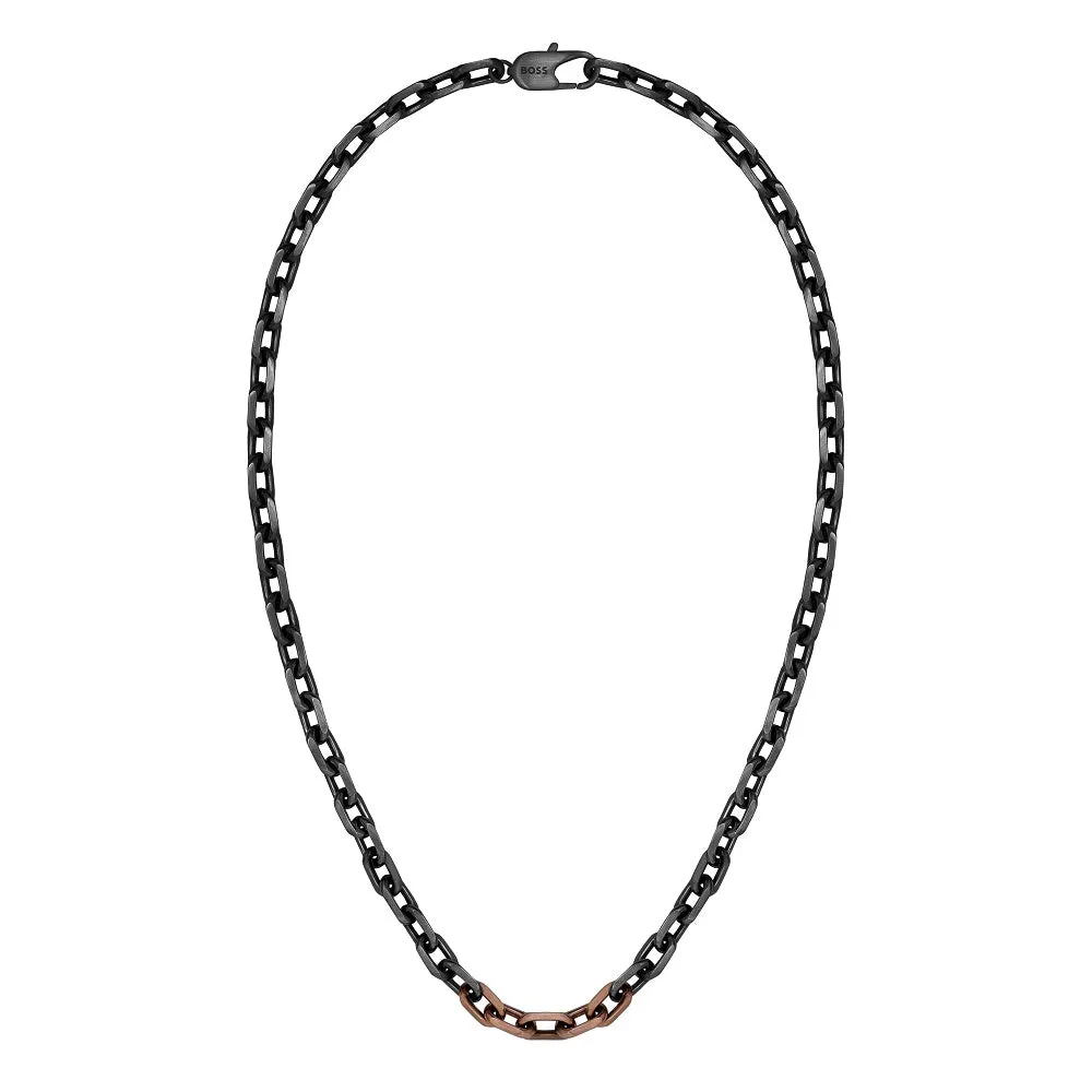 Boss Jewellery Rose and Black Ion Plated Mens Chain 1580536